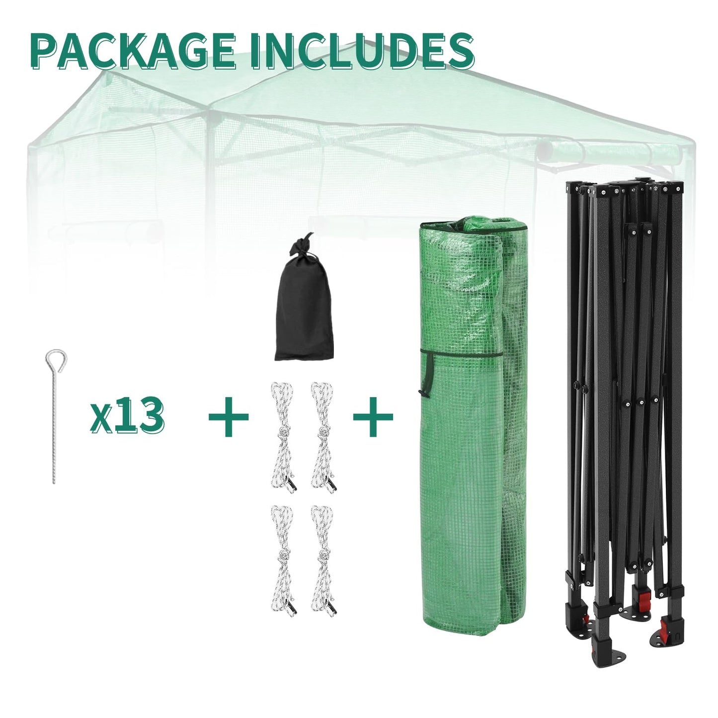 EAGLE PEAK 6x8 Portable Walk in Greenhouse, Pop Up Indoor Outdoor Greenhouse, Green House Kit with Zippered Roll-Up Doors and Windows, Side Door Design, PE Cover, Clear/Green