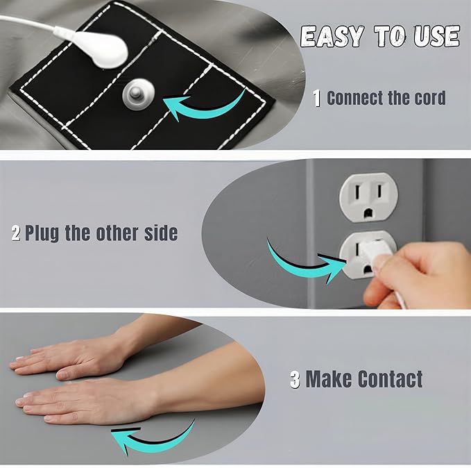 Grounding Sheets with Egyptian Cotton. Premium EMF Protection Grounding Fitted Bed Sheets King Size. 95% Egyptian Cotton + 5% Silver Fiber (Gray, King, Fitted), grounding Well Bed Sheets.