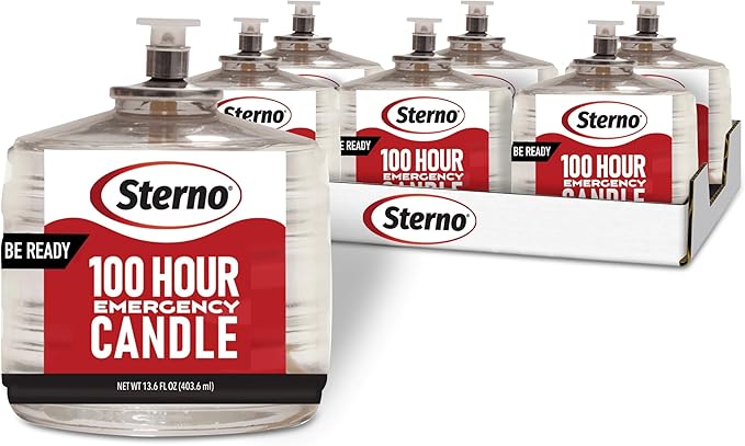 Sterno 100-Hour Emergency Candles - Long Burning Unscented Candles for Emergencies and Power Outages - Burns Up to 100 Hou...