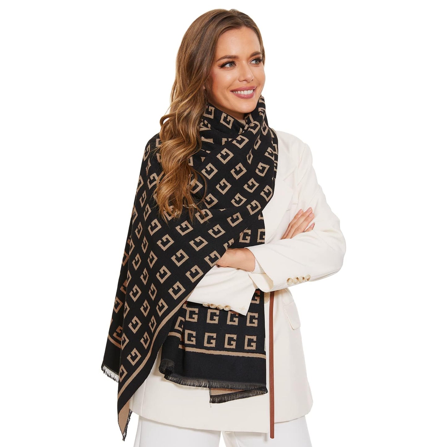 RainFlowwer Womens Pashmina Shawl Wrap Scarf Christmas Winter Warm Wool Scarves Large Reversible Stole Scarf Dress Gift