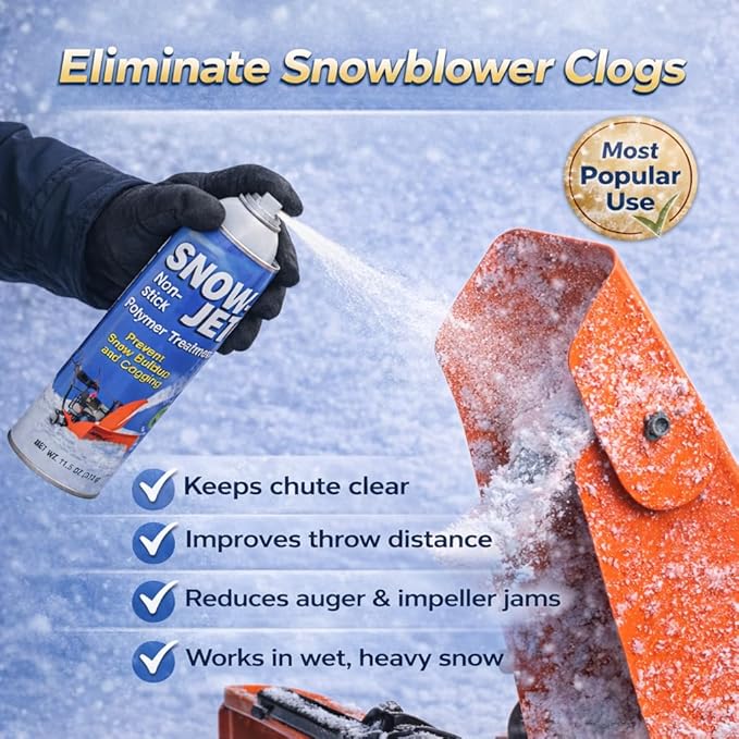 Snow Jet Spray with Can Gun (Pack of 3) 11 oz Aerosol Cans - Non Stick Snow Spray for Shovels, Plows, Snowblowers - Universal Fit - Red Plastic Gun