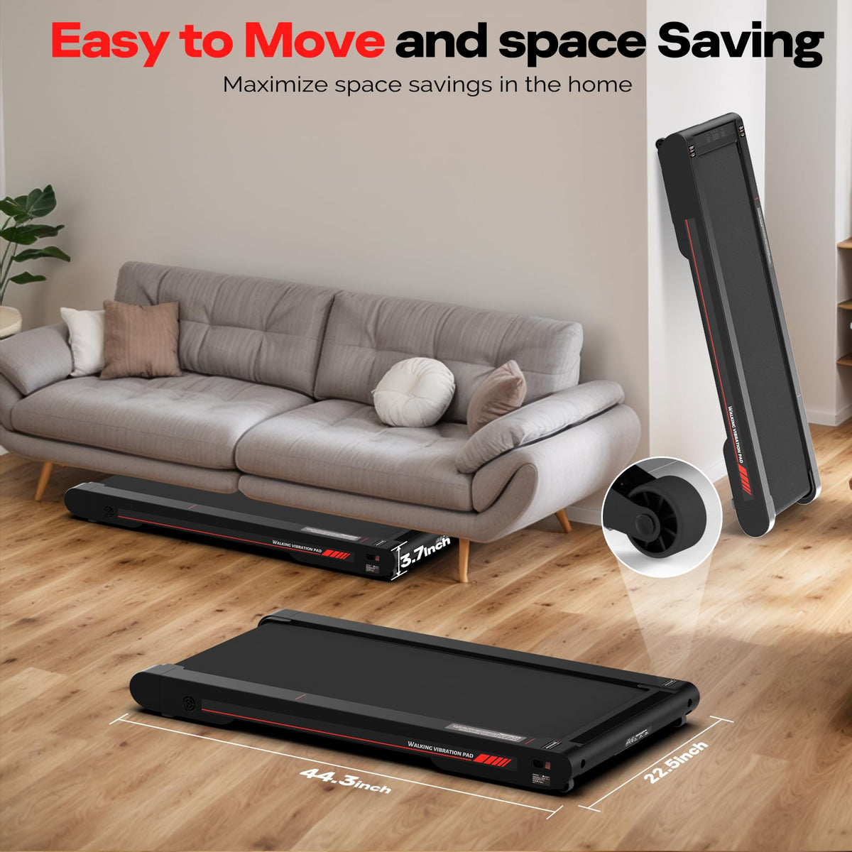 Sperax Walking Vibration Pad with Manual Incline,Under Desk Treadmill for Home,4 in 1 Vibration Plate Exercise Machine with APP,350LB Capacity