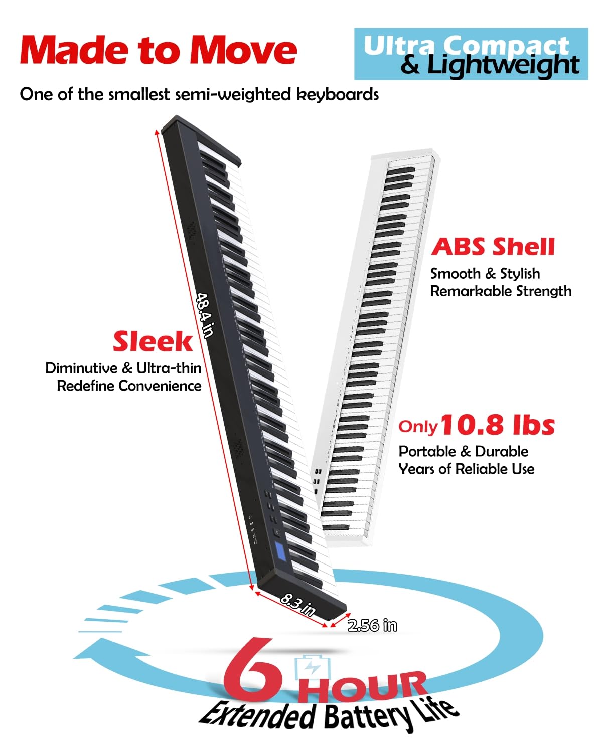 NikoMaku Semi-weighted 88 Keys Piano Keyboard Compact Portable Digital Piano Set for Beginners with Stand, Carrying Case, Sustain Pedal, Headphones, SWAN-S Black