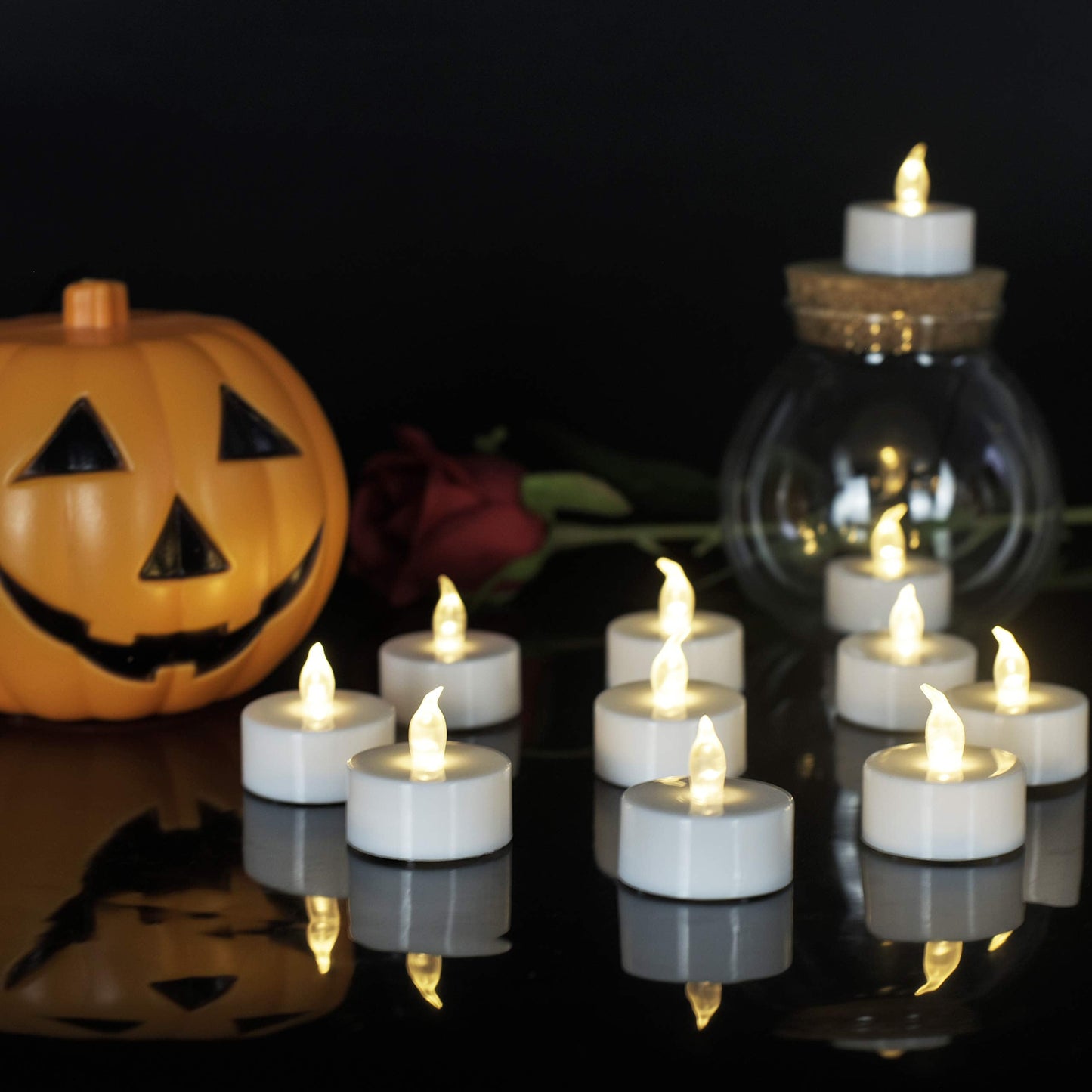 400Pack Battery Tea Lights Candles - LED Tea Lights Realistic Bright Flickering Holiday Gift Operated Flameless LED Tea Light for Festival& Celebration Warm White Battery Powered(sets of 50*8)