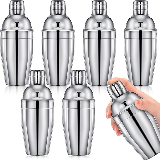Nitial 6 Pcs Bar Cocktail Shaker Professional Stainless Steel Martini Drink Mixer with Built-in Strainer for Bartending No...