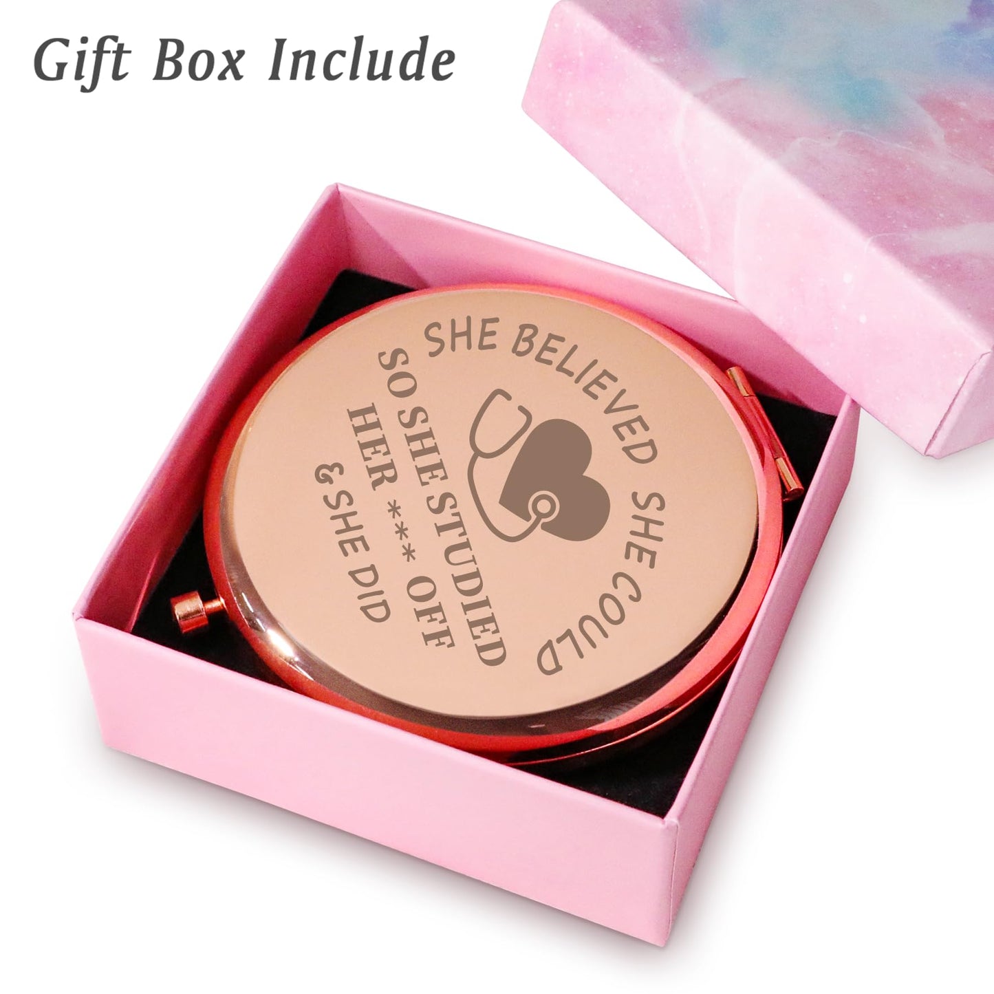 COYOAL Nurse Gifts for Women, Personalized Compact Mirror Easter Basket Stuffer, Unique Appreciation Presents for Mothers Day, B