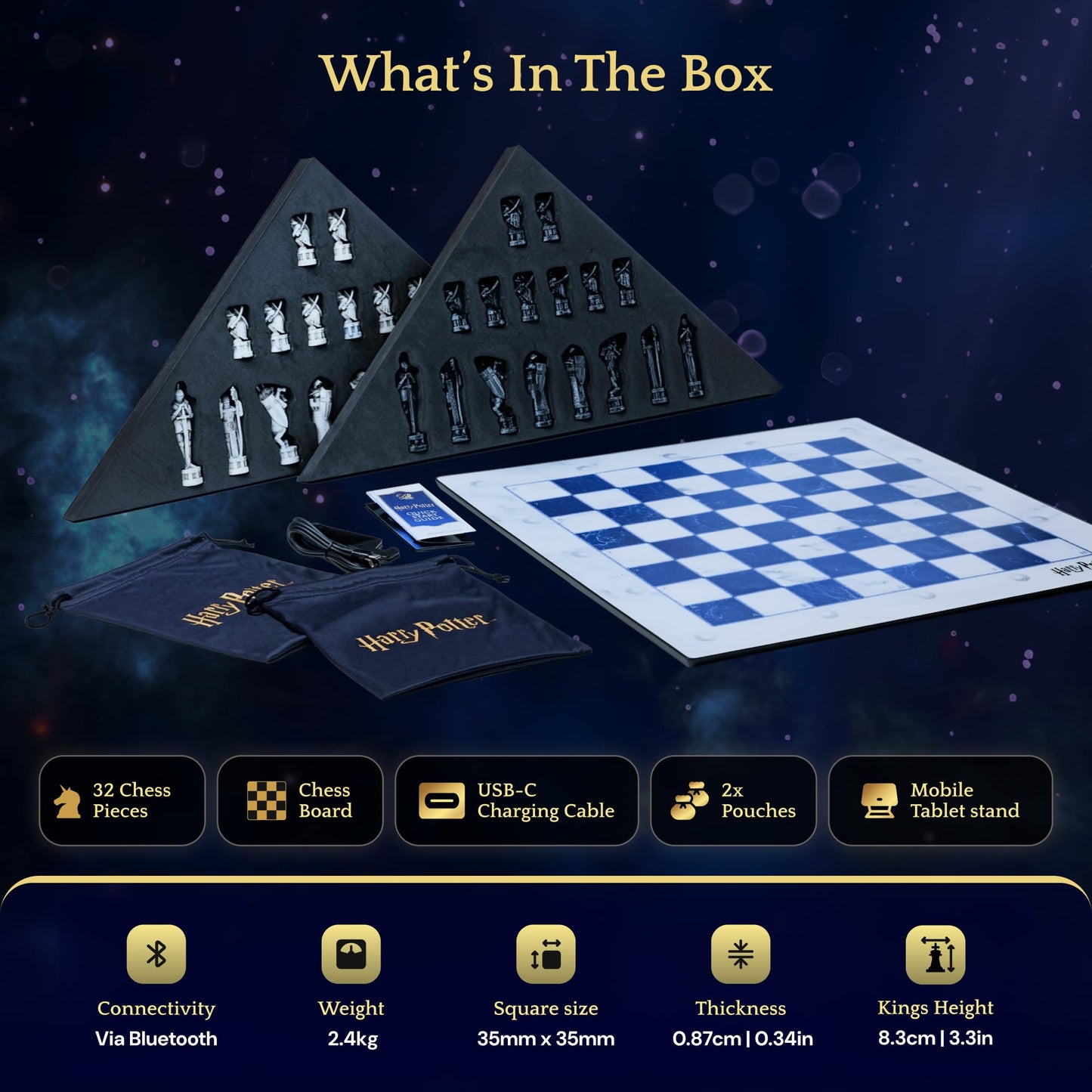Harry Potter Electronic Chess Board Game. GoChess Mini Wizard. Light-Up Chess Set for All Skill Levels. Online Play App for Harry Potter Fans Smart Board Games Lovers