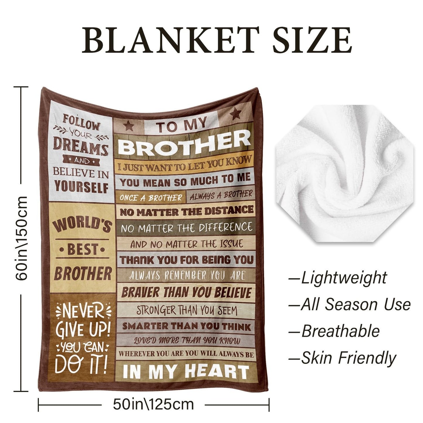 Gifts for Brother - Birthday Gifts for Brother Adult - Brother Gifts from Sister - Christmas Blanket Gift for Brothers - Funny Gifts for Brother's - Soft Throw Blanket 50"x60"