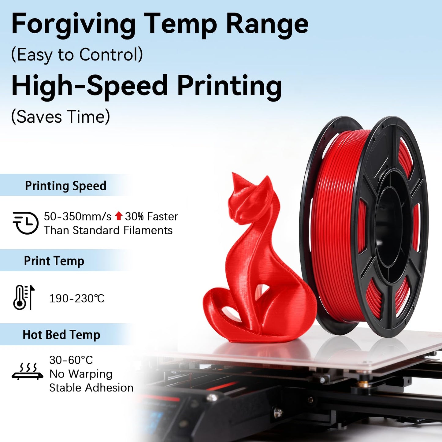Dynta 3D Printer Filament 250g 53mm Spool - 1.75mm High Precision Regular PLA Compatible with Bambu Lab A1 mini, Creality Ender-3 V3, FLASHFORGE, Black, White, Red, Green, Blue, Purple for Beginners