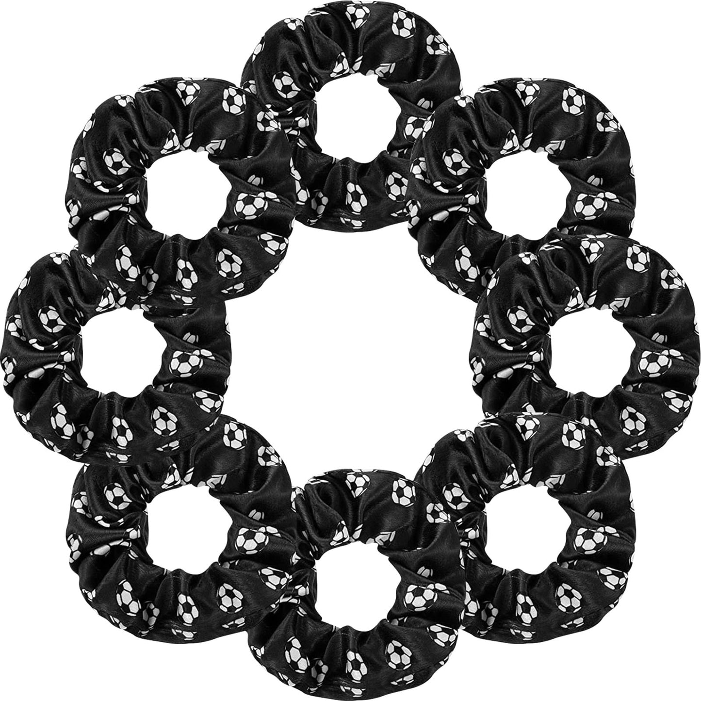 Poen 8 Pieces Soccer Hair Scrunchies Football Hair Ties Elastic Bands Girl Gifts Ponytail Holders Sport Accessories for Girls Wo