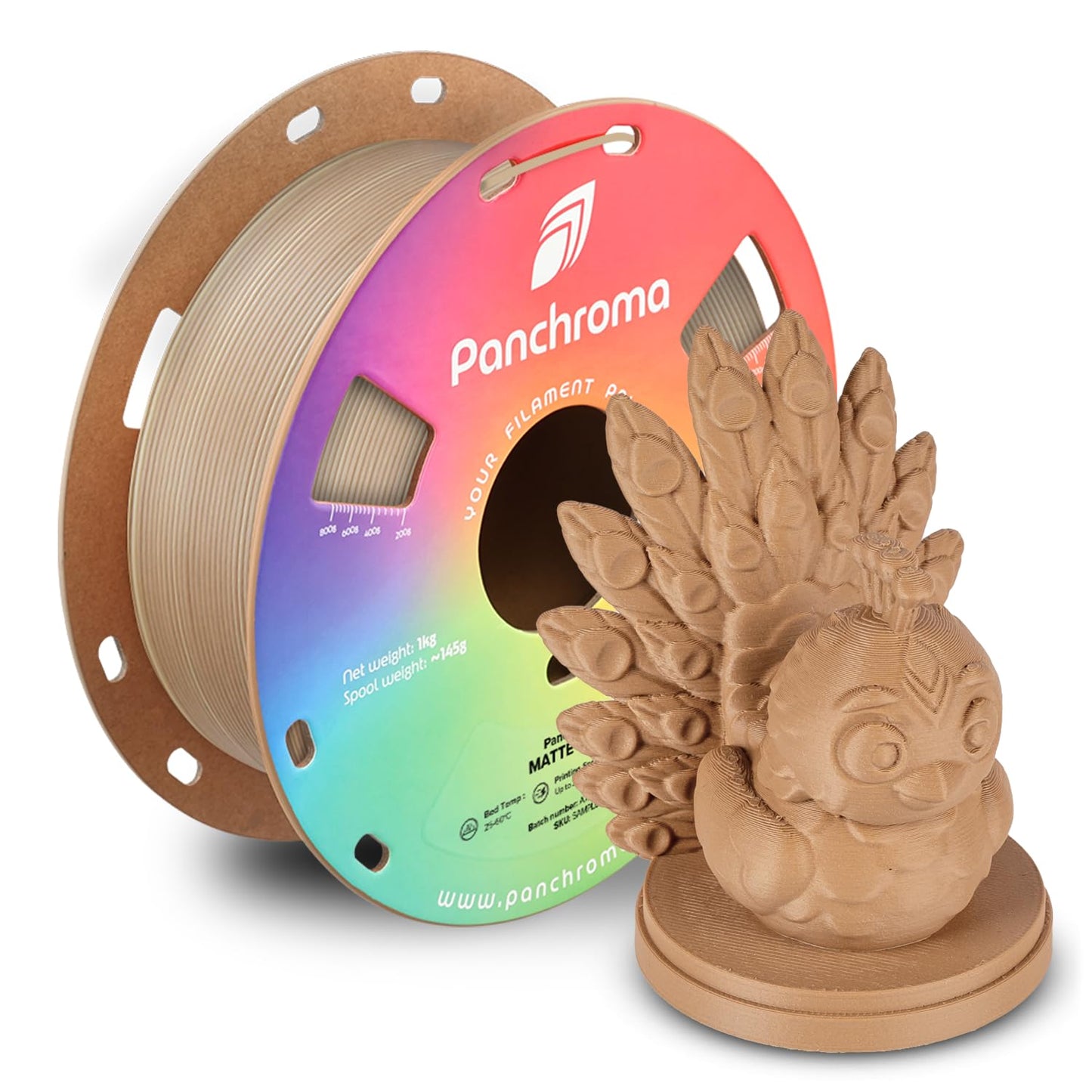 Polymaker Panchroma Dual Color Matte PLA Filament, Matte Wood 1.75mm 3D Printing Filament, 3D Printer PLA Filament, Fit Most FDM