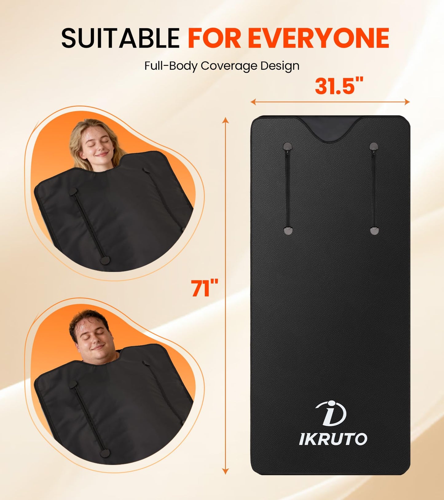IKRUTO Infrared Sauna Blanket for Home - PU Portable Sauna Blanket for Detox & Relaxation 86℉-176℉ Adjustable, 60 Min Timer, Body Blanket with 5 pcs Detox Wrap & Portable Carring Bag at Home Sauna