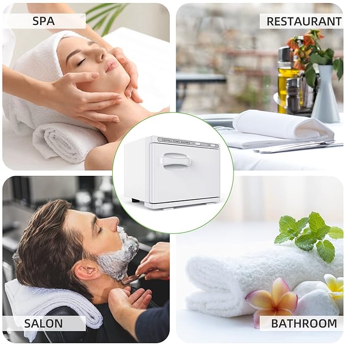 Small Hot Towel Warmer, 8L Hot Towel Cabinet 2-in-1 Personal Towel Warmers Spa for Facials, Bathroom, Barber, Salon, Esthetician, Beauty, Upgrade Fast Heating Aluminum Interior, White