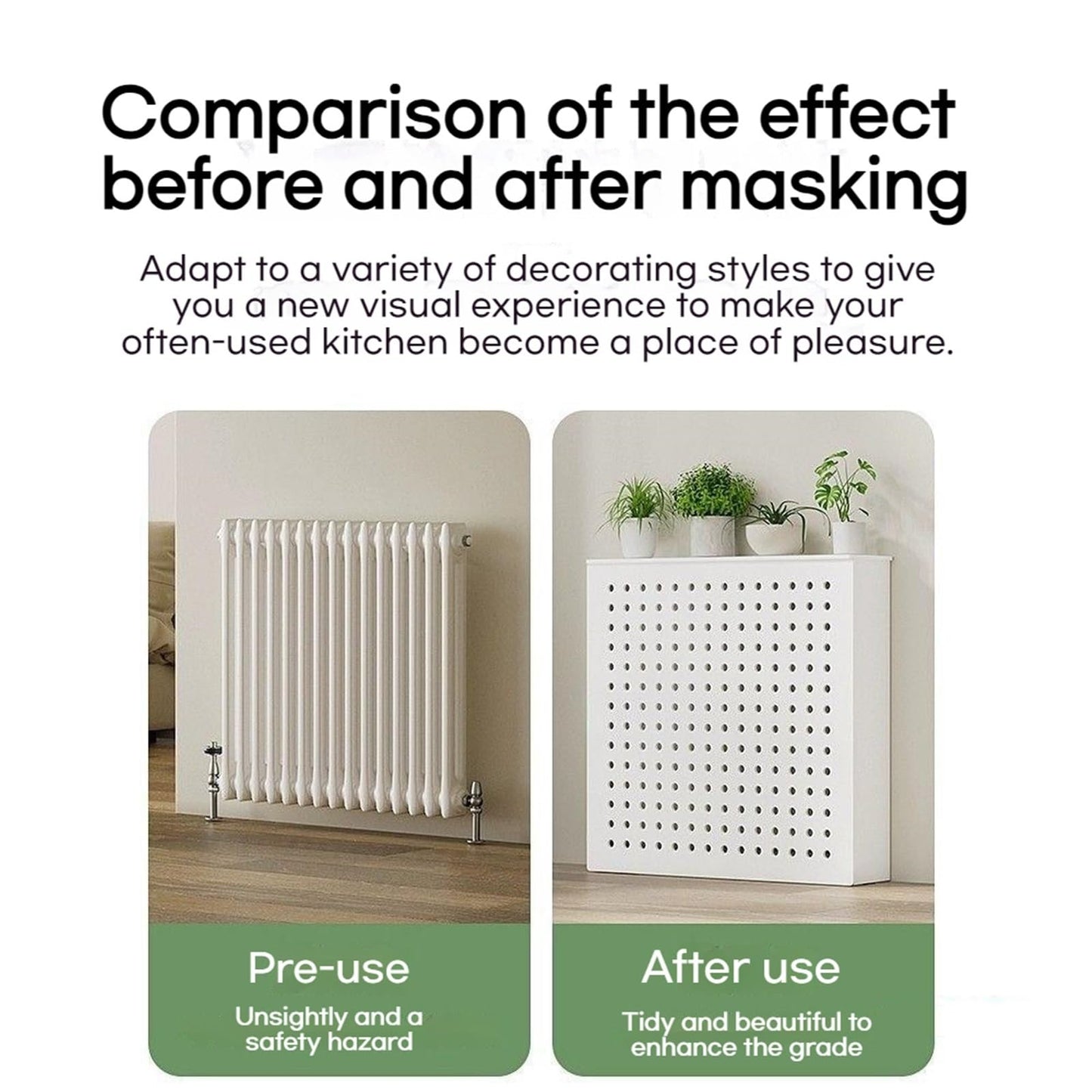 MUCJLHYY Wooden Radiator Covers – Modern Heater Covers for Home, Living Room – PVC Radiator Cabinet with Ventilation, Safety and Storage Rack(60x60cm/23.6x23.6in)