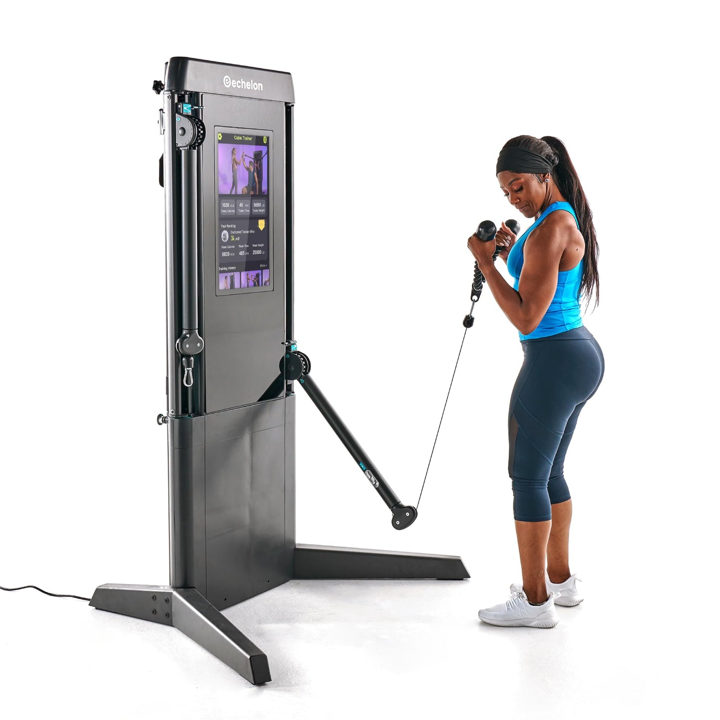 Echelon Strength Pro Commercial Grade Smart Wall-Mounted Trainer with 24” HD Touchscreen, 132 lb Digital Resistance Per Arm, Guided Workouts, WiFi Enabled