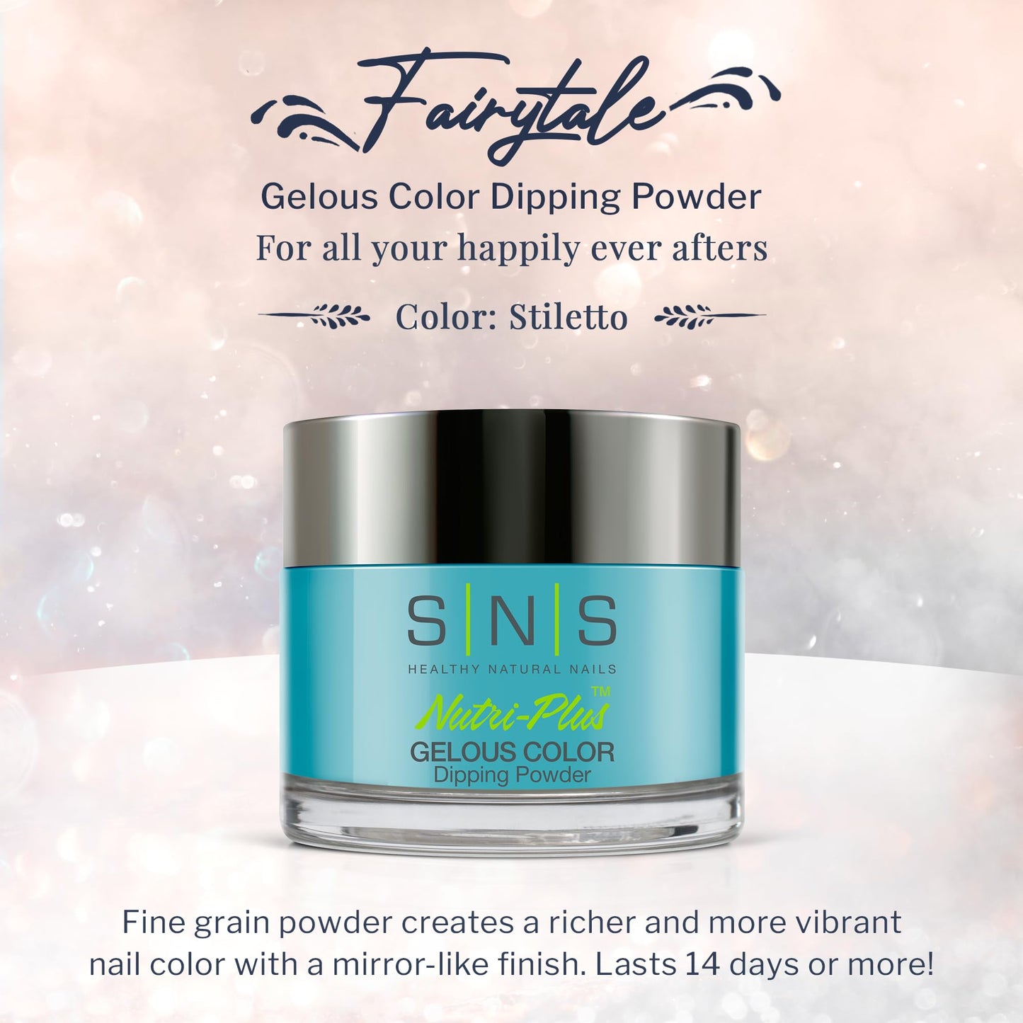 SNS Nail Dip Powder, Gelous Color Dipping Powder - Stiletto (Turquoise/Aqua, Cream) - Long-Lasting Dip Nail Color Lasts 14 Days