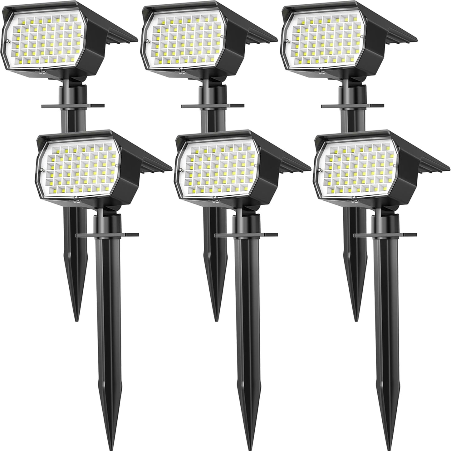 WENATY Solar Spot Lights Outdoor Waterproof IP65, 6 Pack Landscape Spotlights with 46 LEDs, 3 Modes Auto On/Off Solar Powered Flood Lights for Outside Pathway, Yard, Garden, Walkway (Cool White)