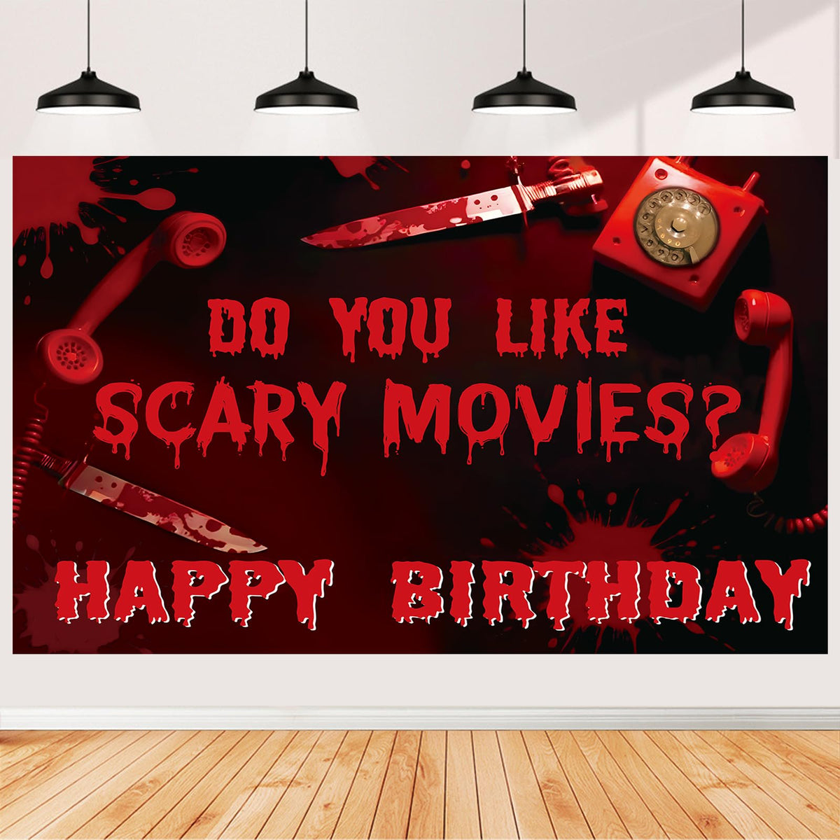 Do You Like Scary Movies Backdrop Halloween Horror Movies Night Party Decor Have a Killer Scream Party Decor Halloween Bloody Murder theme Spooky Creepy Event Birthday Party Decorations