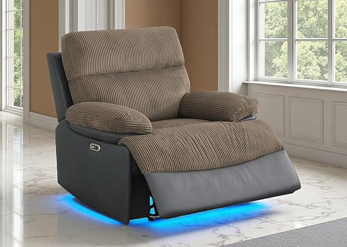 Toseslo Power Recliner Chair Set, Fabric Reclining Sectional Couch with Adjustable Angle, Living Room Furniture Sets, Modern Reclining Single Chair with Comfy Armrests and Backrests for RV