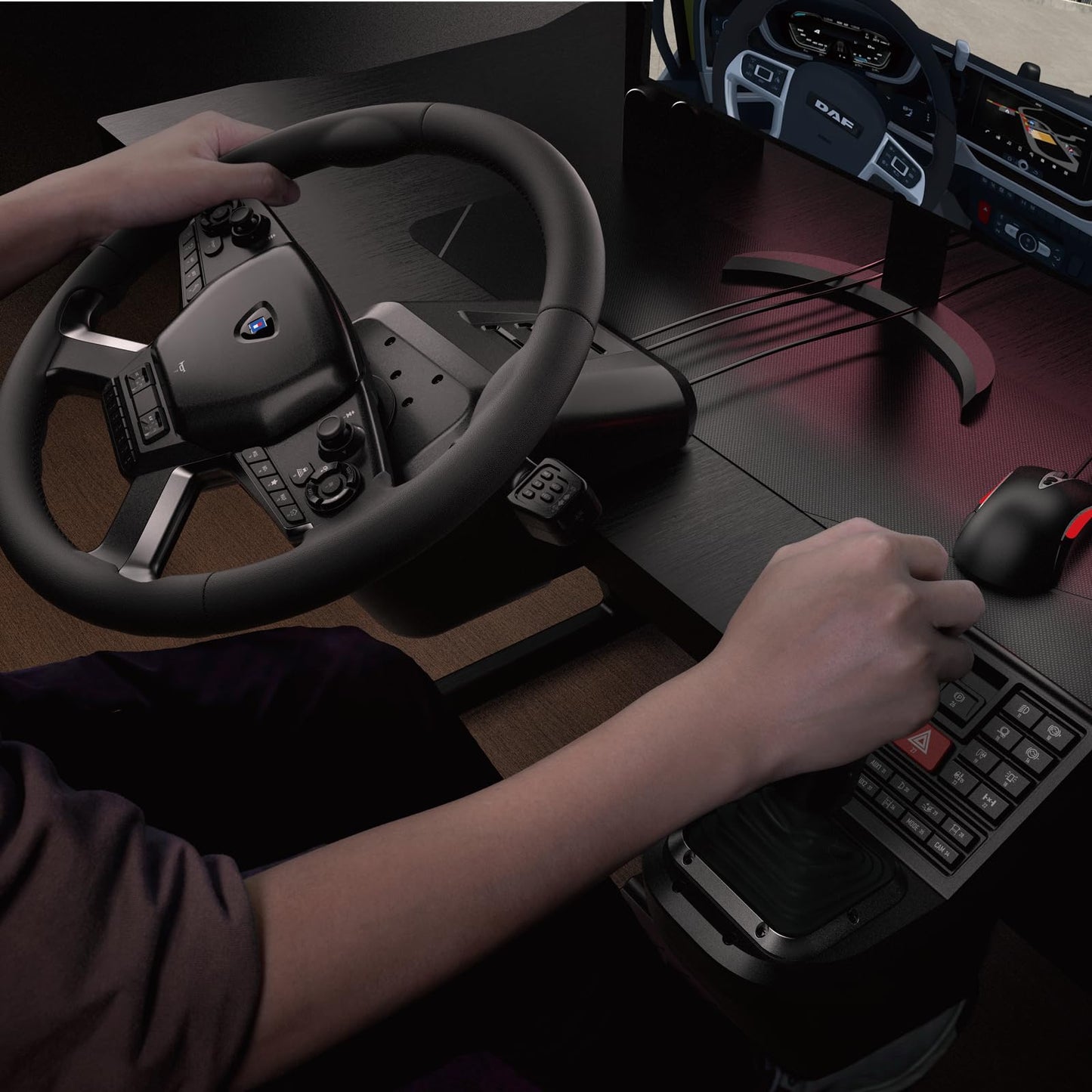 HORI Truck Control System for Windows 11/10 with Force Feedback Steering Wheel, Shifter Control Panel, & Pedals