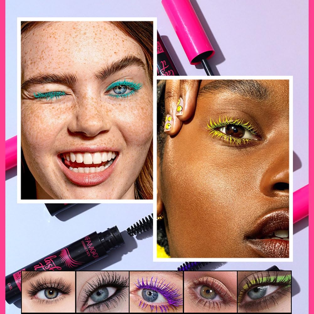 Waterproof 5PCS Colorful Voluminous Mascara Set - Lengthening, Defining, Curling, Multiplying Formula (Cruelty-Free)-White Black