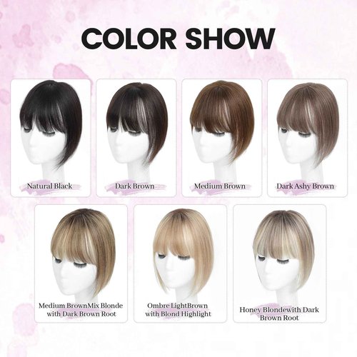 Human Hair Toppers with Bangs Hair Toppers for Women Remy Human Hair Hand-stitched 360°3D Coverage Natural for Thinning HairPieces for Women with Thinning Hair Swiss Base(4T4/27#)