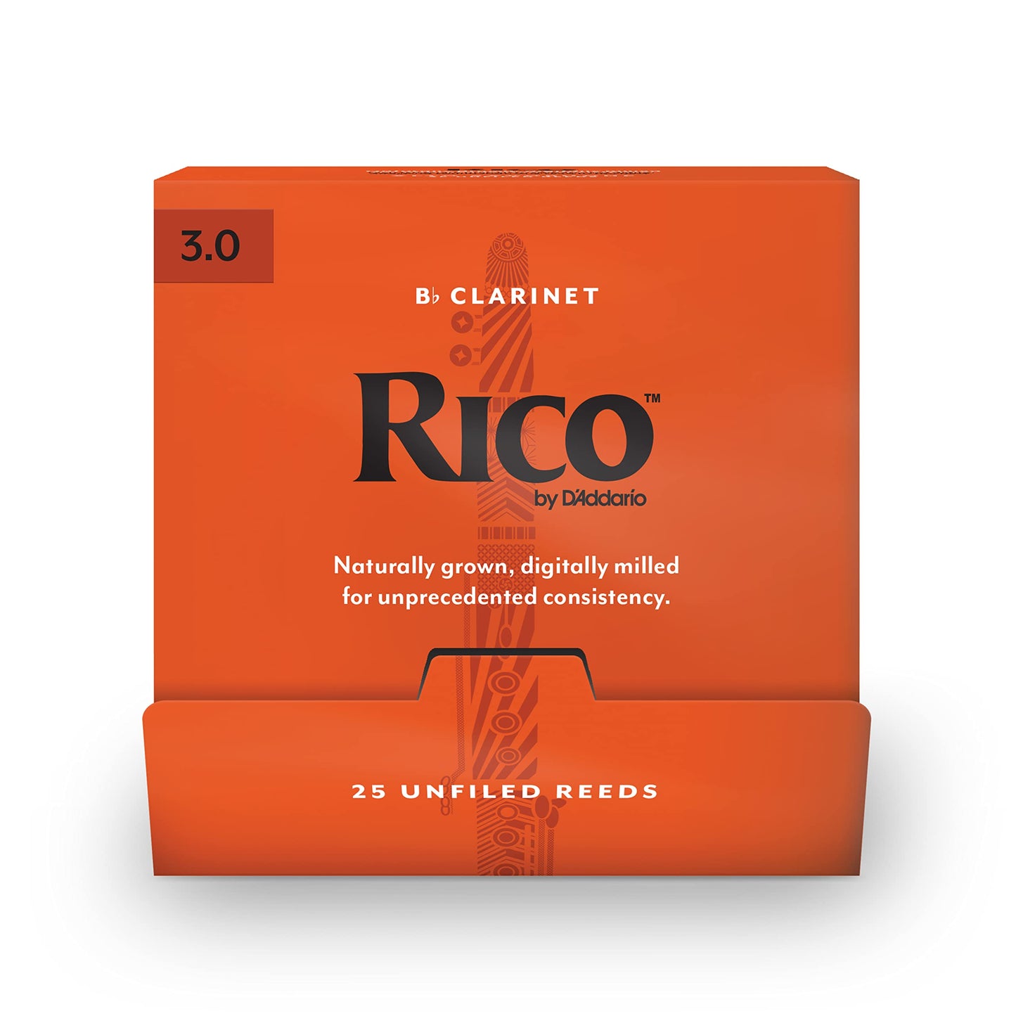 DAddario Woodwinds, Rico Bb Clarinet Reeds, RCA0130-B25, Strength 3.0, Individually Sealed, 25-pack