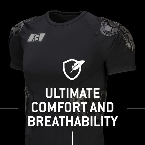 G-Form Men's Pro-X3 Short Sleeve Shirt - Protective Baselayer Shirt for Biking - Breathable Padded Compression Undershirt & Shoulder Protection - Breathable Bike Armor - Black, Adult Small
