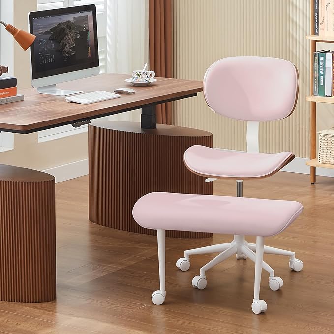 Bestier Meditation Chair with Wider Bentwood Back Support, Ergonomic Cross Legged Office Chair for Adults up to 300 lbs, 360° Swivel Adjustable Height for Multi Position (Contemporary Bentwood, Pink)