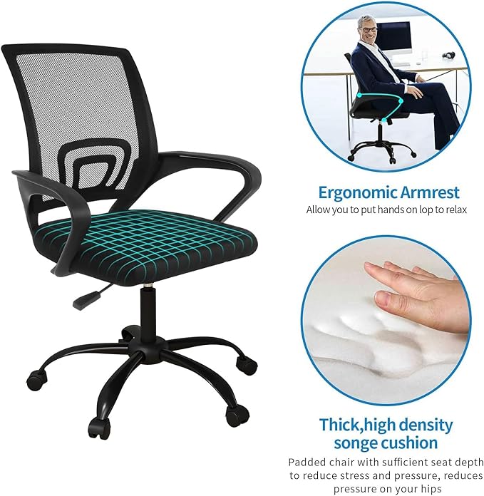 Bonzy Home Ergonomic Office Chairs Set of 4, Swivel Rolling Conference Room Chair, Mesh Computer Desk Chairs with Lumbar Support and Wheel, 4 Pack