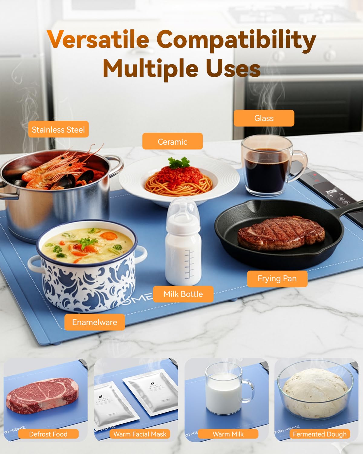 Warming Mat for Food, 2 Pack Electric Warming Trays for Parties Buffet, 7 Temperature Settings and 6 Hours Timer, Fast Heating, Portable Food Warmers for Gatherings, Family Countertop,Thanksgiving
