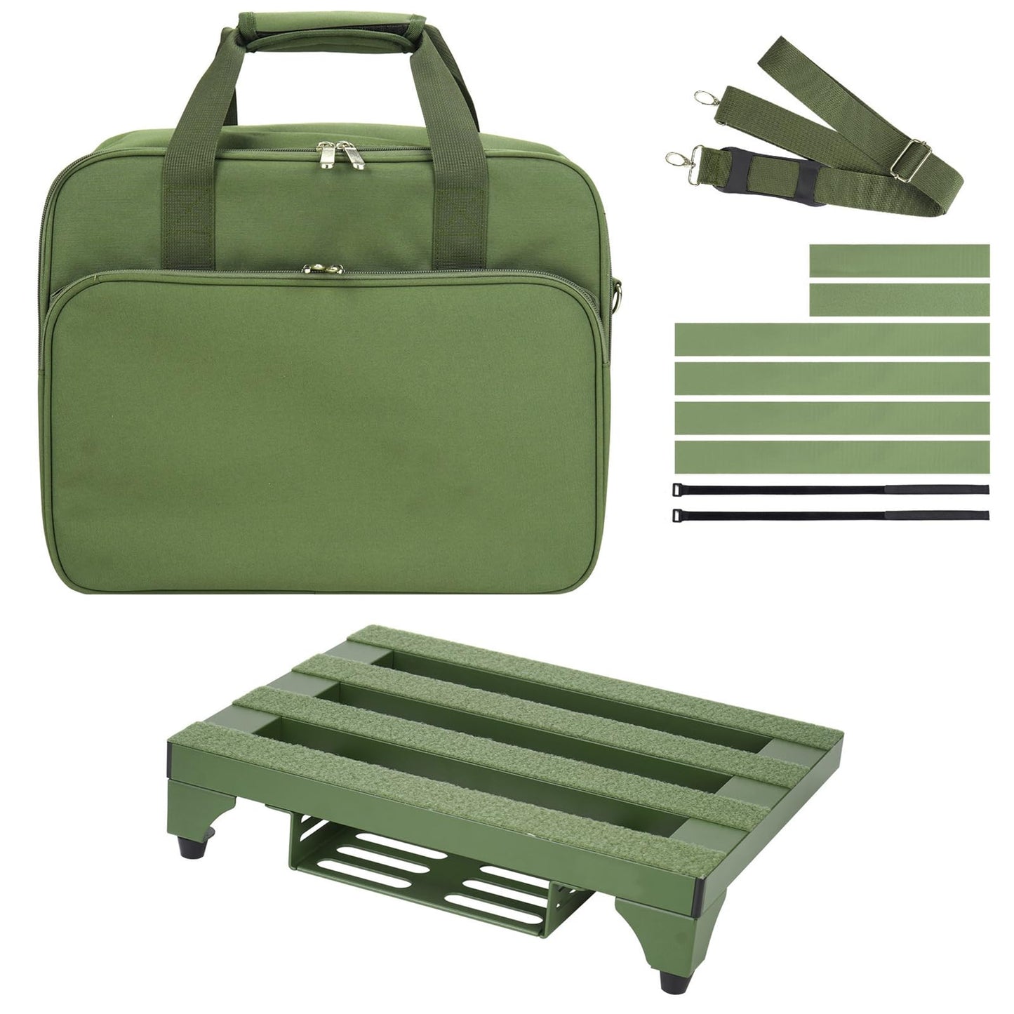 SOYAN 14 x 10.6 Aluminum Alloy Guitar Pedal Board with Power Supply Tray, Carry Bag & Mounting Tapes Included (Green, APB-14GN)