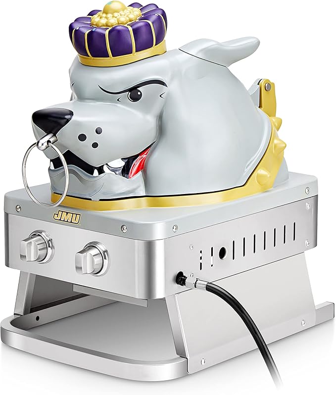 JMU Duke Dog Portable Propane Gas Grill, 16,000 BTU Tabletop Barbecue Grill with 2 Burners, Dual Temperature Control Ideal...
