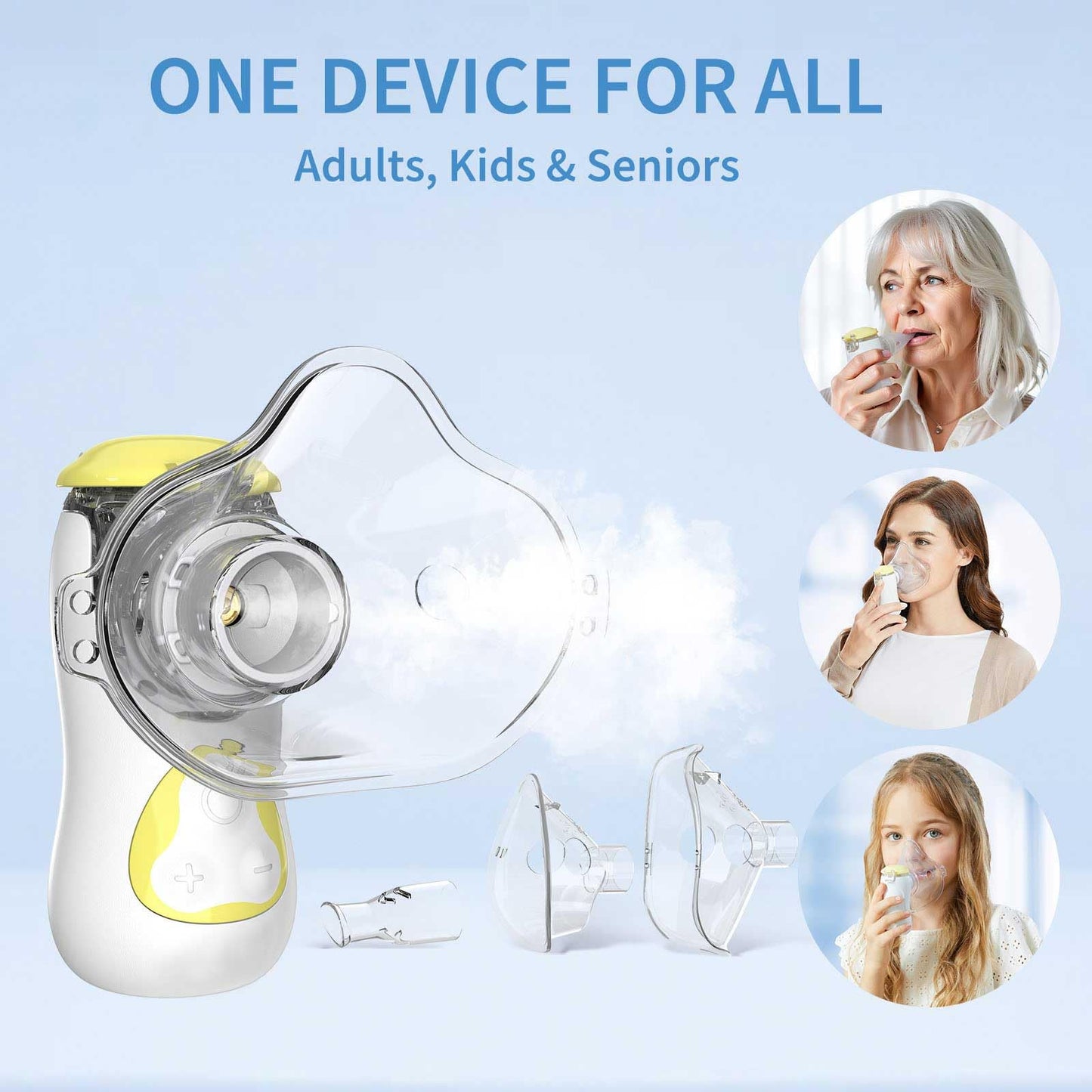 Portable Nebulizer for Adults and Kids - Rechargeable,Quiet Handheld Mesh Nebulizer Machine with Carrying Case for Breathing Treatment at Home, Office, and Travel