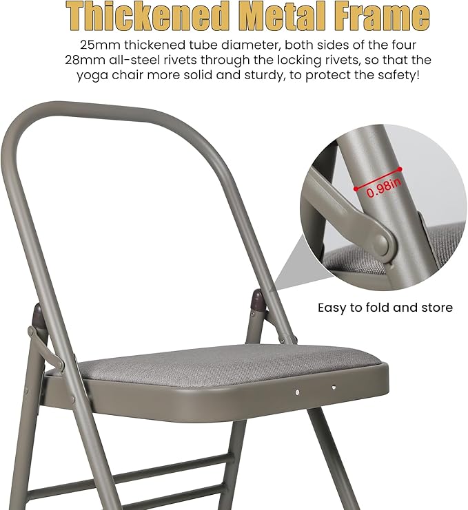 INNOLIFE Modern Minimalist Yoga Chair, Foldable & Space-Saving, 300 lbs Capacity, Grey