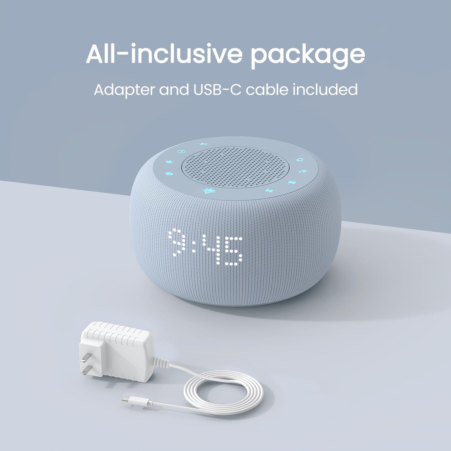 Buffbee Pro 2nd Gen – Upgraded to Rechargeable Battery | 3-in-1 Portable White Noise Sound Machine, Alarm Clock & Bluetooth Speaker for Sleep, Travel & Bedroom (Cloud Blue)