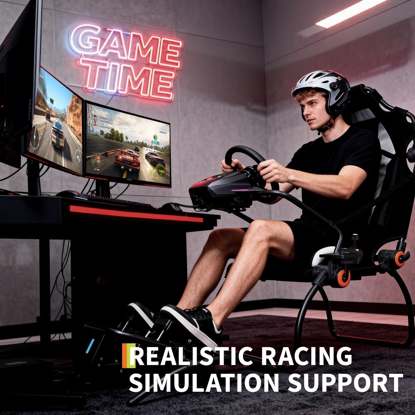 Garvee Racing Wheel Stand,Foldable Racing Simulator Cockpit for g923/g920/g29, Steering Wheel Stand & Foot Pedal Angle Adjustable,Sim Racing Cockpit for Thrustmaster t248p, Fanatec, Hori, Mad Catz.