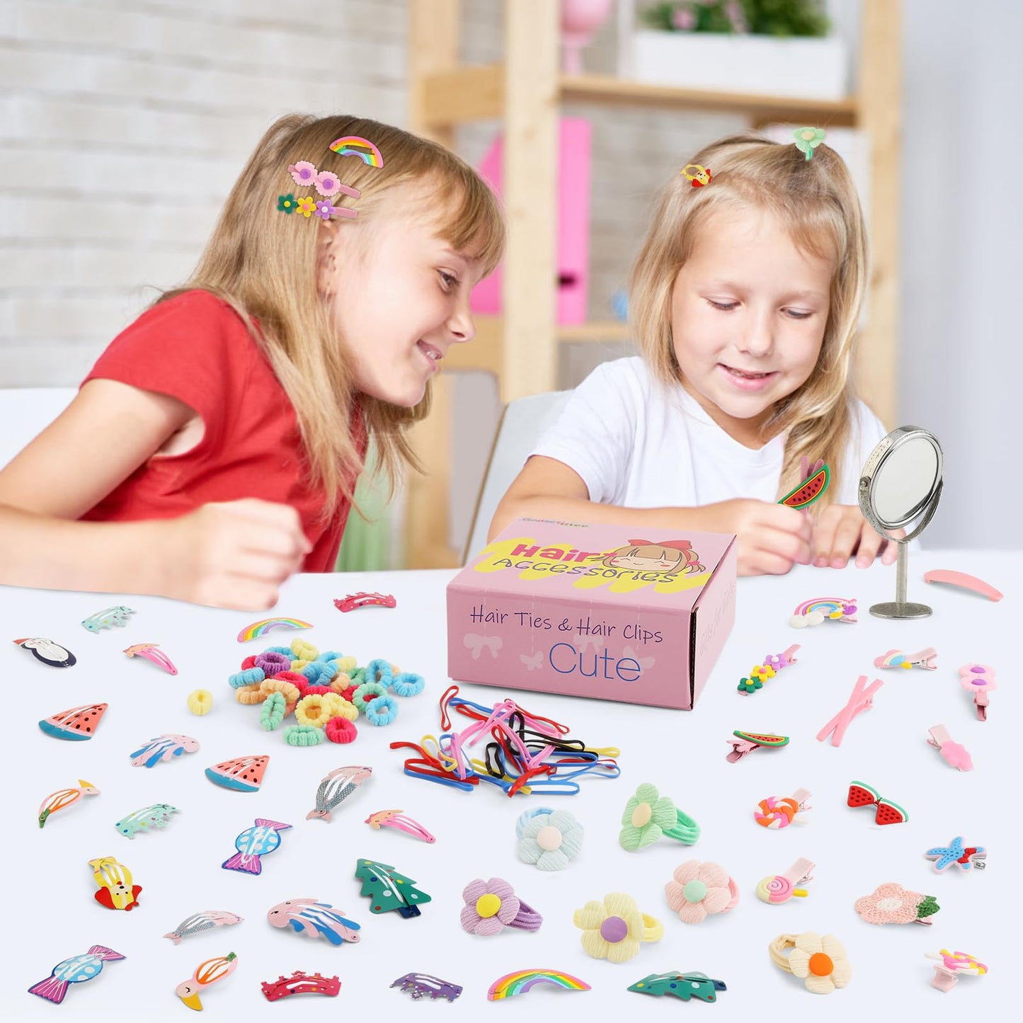 Toddler Girls Hair Accessories Kit, Little Girl Hair Clips Set Hair Stuff Kids Hair Ties Accessory Kits Variety Pack Cute Barrettes Hair Clip Sets Toddlers accesorios cabello niñas 4-6 3 4 5 Year Old