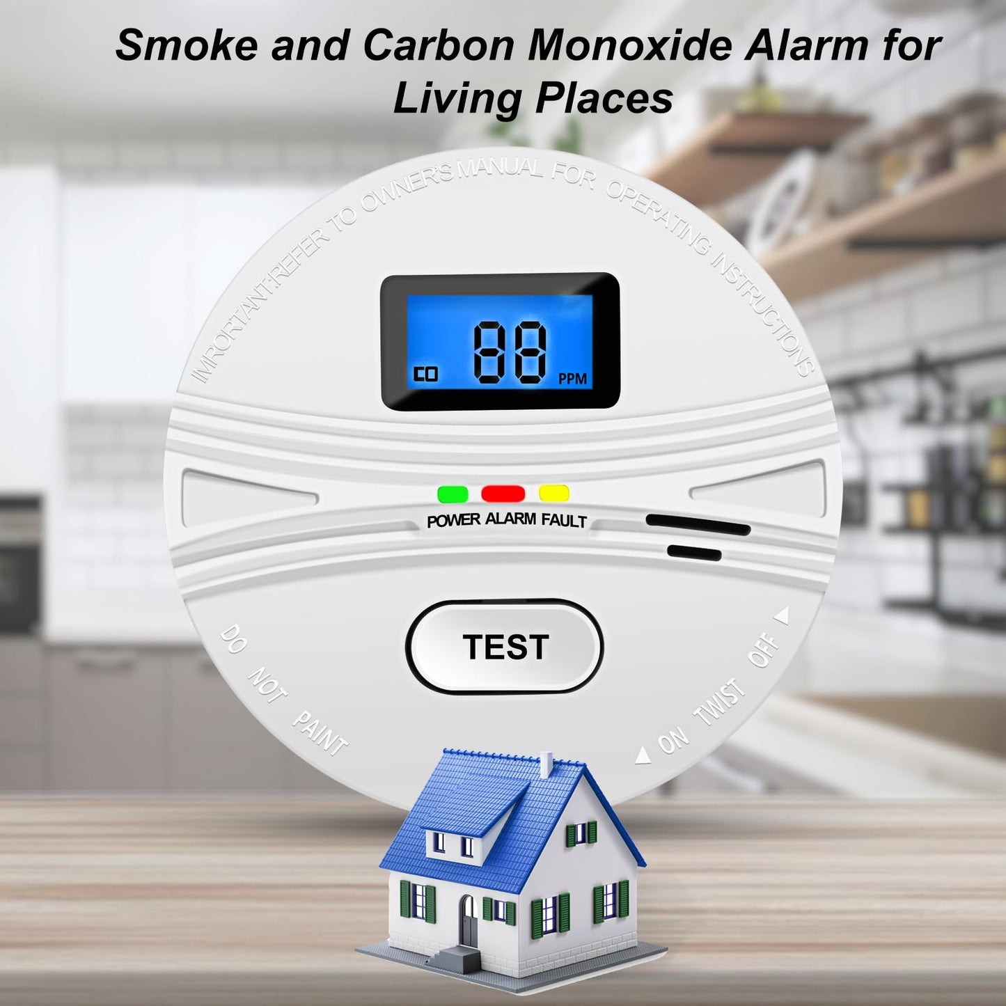 6 Pack Smoke and Carbon Monoxide Detector with Test Button and Digital Display,2-in-1 Smoke Detector Carbon Monoxide Detector Combo with Batteries,Fire Alarm for Home