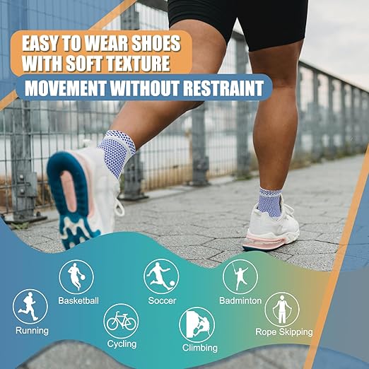LISEPWU Copper Ankle Brace, Copper Infused Ankle Support Compression Sleeve for Men & Women, for Foot Pain Relief, Sprained Recovery, Achilles Tendonitis, Daytime or Night Use(Blue S)