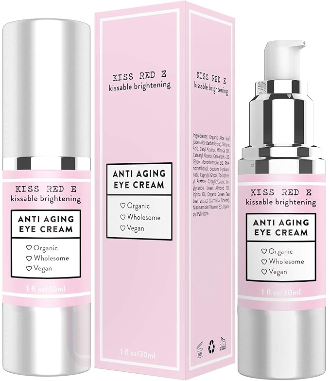 KissRedE Anti-Aging Eye Cream for Dark Circles, Puffiness, Fine Lines, and Wrinkles - Fragrance-Free, 1 Fl Oz