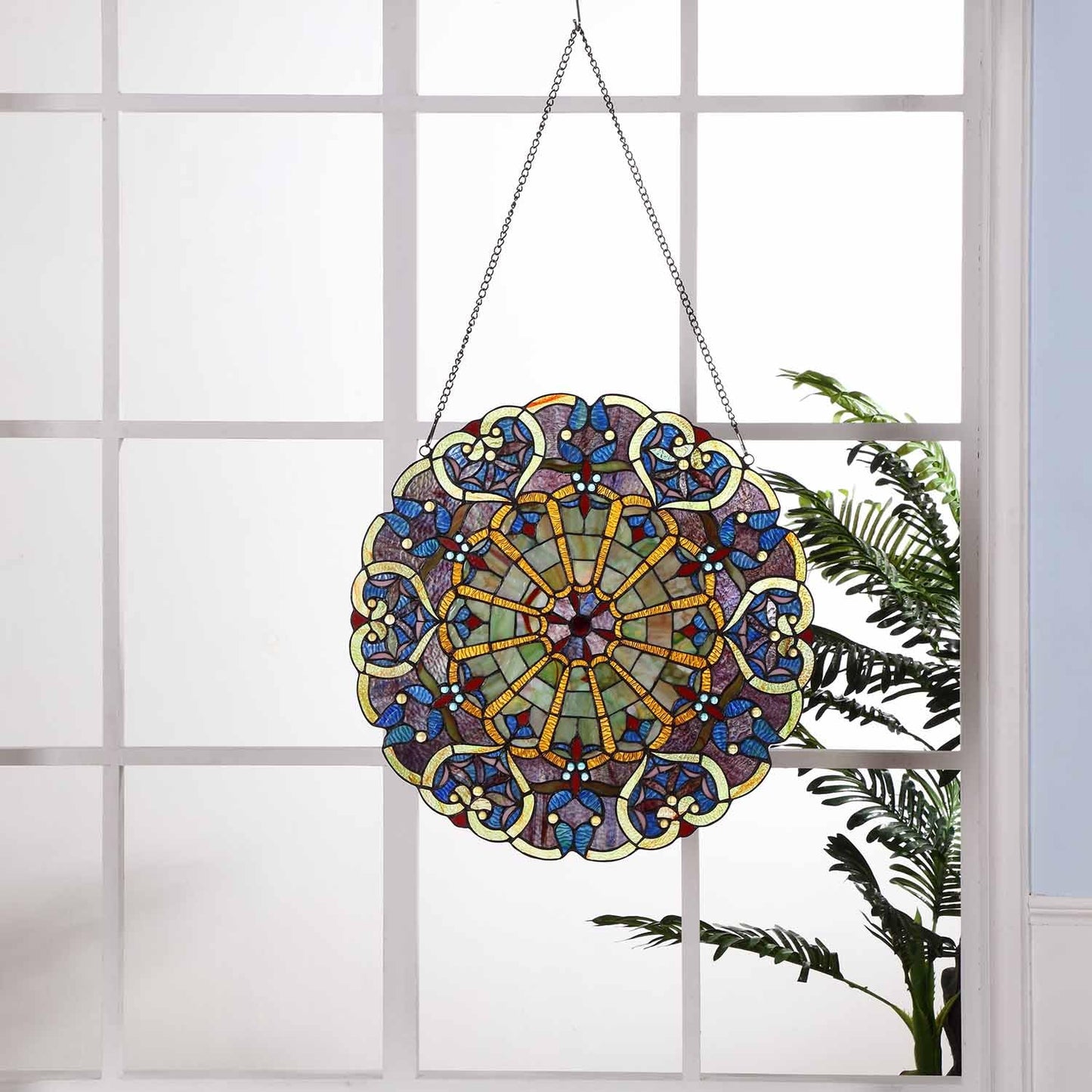 Bieye 32.8ft Metal Chain Roll with 20PCS Safety Hooks for Tiffany Style Stained Glass Window Panel Hangings, Black Electrophoretic Coating, chain006