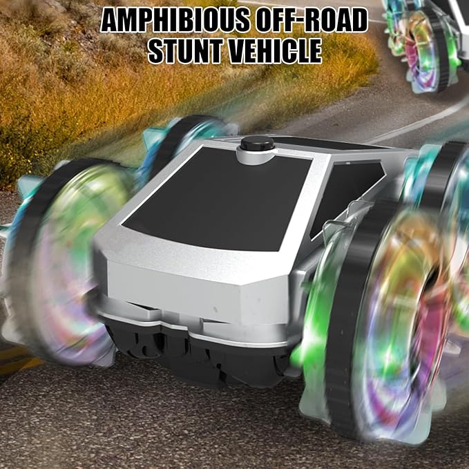 Remote Control Car, 4WD Waterproof Cyber RC Truck, 360° Rotating Amphibious RC Stunt Cars All Terrain, 2.4GHz Pick-up Truck Car Toys Gifts for Boys Age 6 7-12+