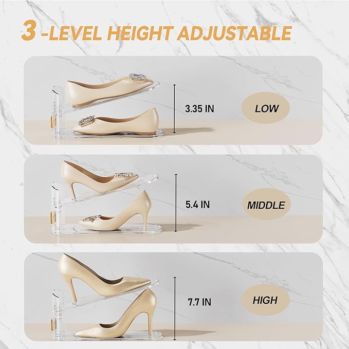 Shoe Slots Organizer for Closet, Shoe Stacker Organizer Double Layer Stack Shoes Rack, Shoe Display Shelf 50% Space Saver Storage Holder for Closet, 16 PACK