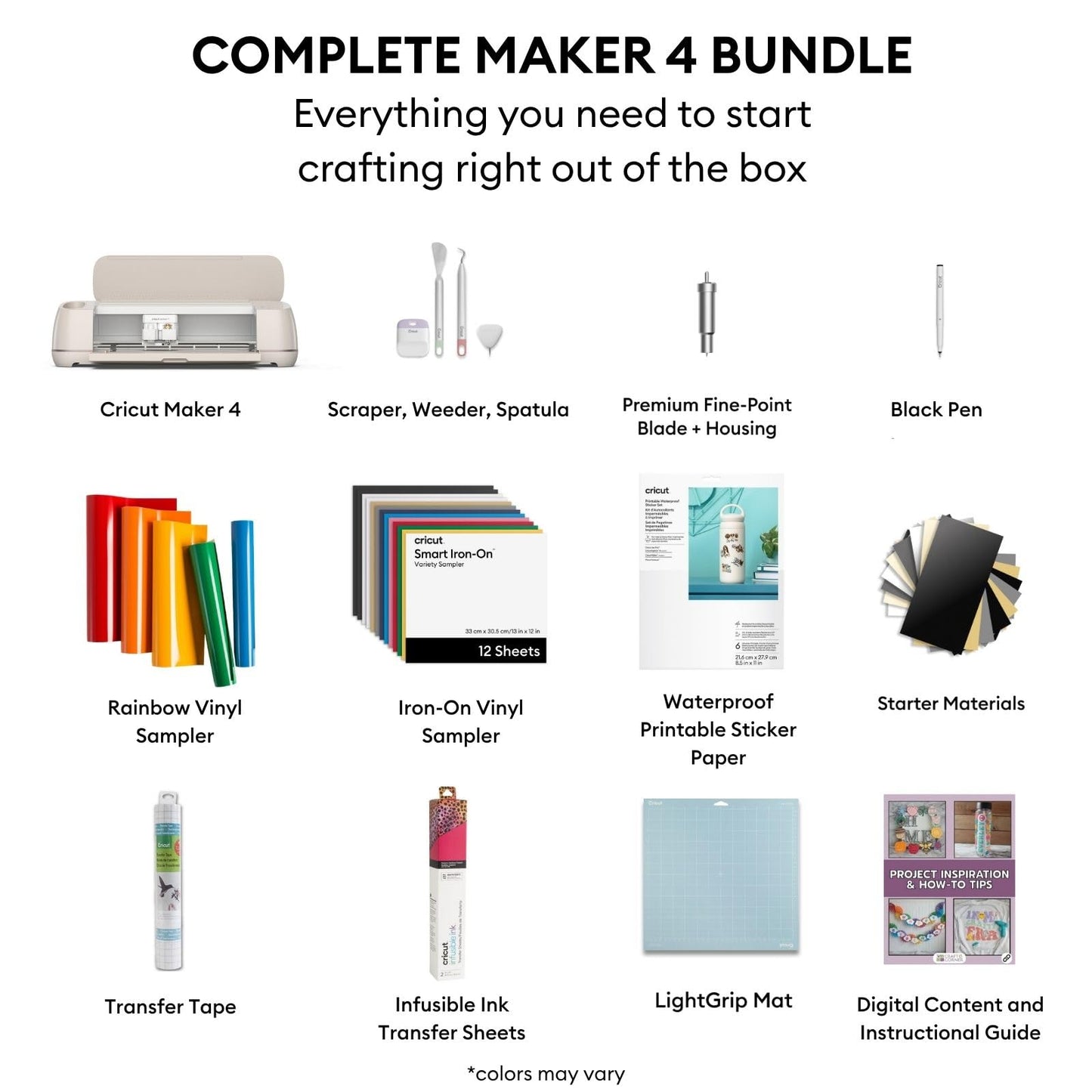 Cricut Maker 4 Sticker Making Bundle - Print Then Cut Machine with Waterproof Sticker Paper, Vinyl & Tools for Custom Stickers & Small Business