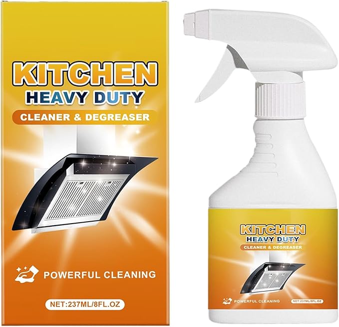 Kitchen Cleaner - 8fl.oz Foam Heavy Duty Degreaser, Spray Nozzle Waterless Grease Cleaner for Kitchen, Oven, Stove, Counter, Cabinet, Glass, Sink, Wall, Fast Acting and Easy to Use