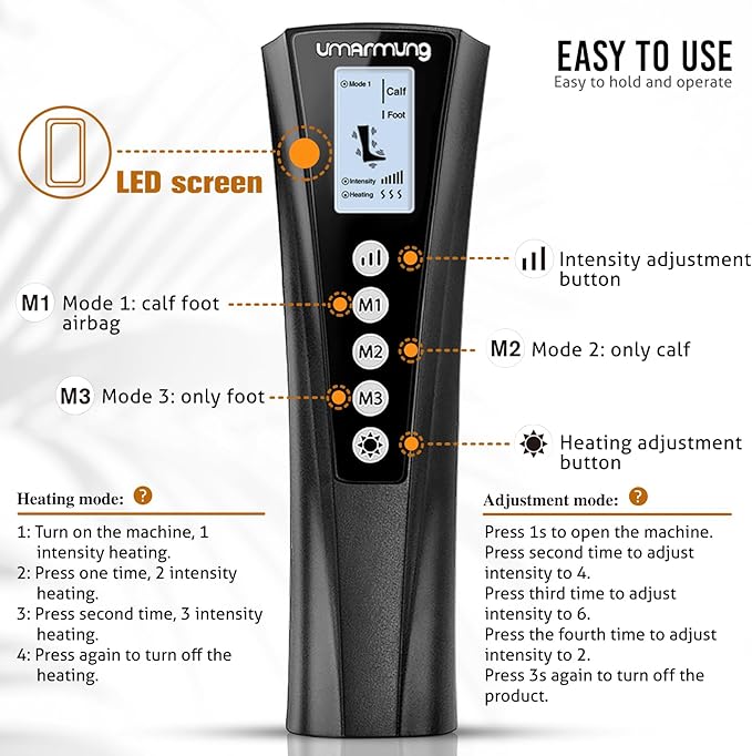 UMARMUNG Air Compression Leg Massager with Heat, Gifts for Women Men Mom Dad, Leg Foot Massager Gift for Christmas, Fathers Day, Mothers Day, Vericose Veins, Edema, Muscle Fatigue, Cramps, Swelling