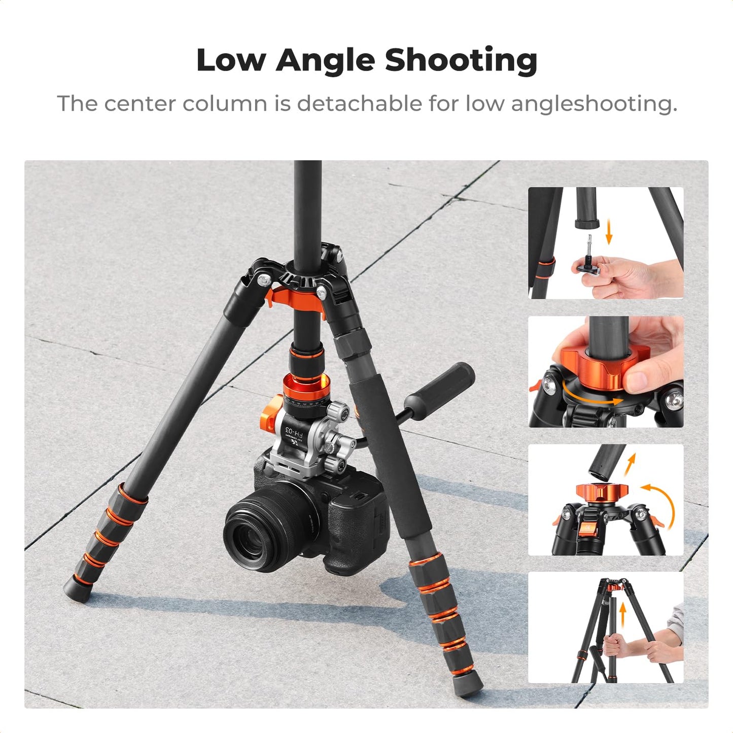 K&F CONCEPT Tripod for Camera，68'' Carbon Fiber Tripod with Fluid Head Max Load 11lb, Lightweight DSLR Camera Tripods & Monopods for Canon Sony Nikon.