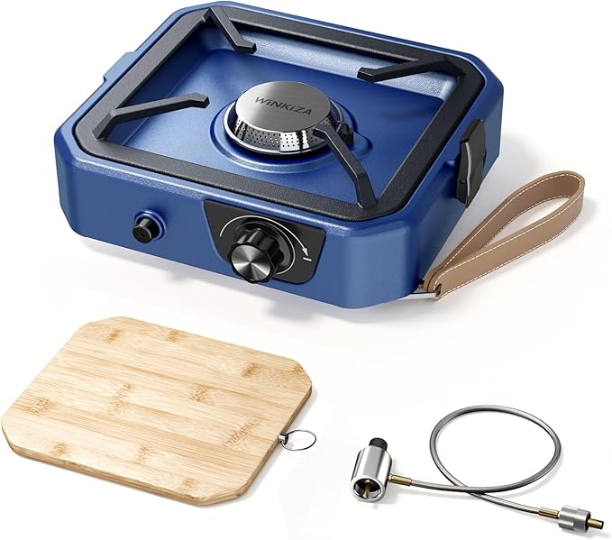 Upgraded Separate Ignition Needle WINKIZA Camping Stove with Cutting Board, Portable Propane Camp Stove with 8,000 BTU, Ad...
