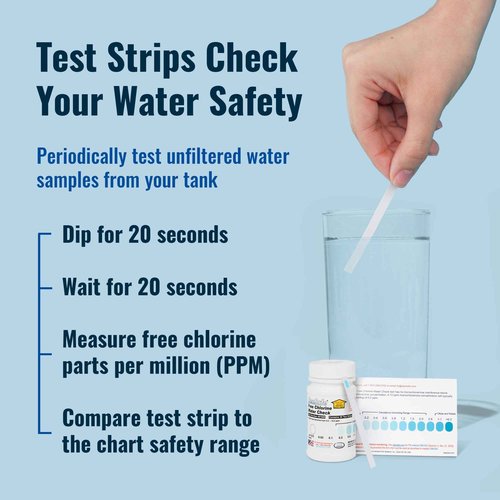 Complete Boat & RV Drinking Water Kit - 100 Aquatabs Water Purification Tablets + 50 Chlorine Test Strips + Water Flow Meter - for Boat & RV Tanks - by Aquamarine Water Solutions